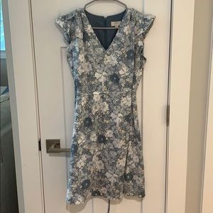 Loft outlet dress w/ ruffle cap sleeve & tie